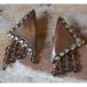 MOE72e Earth Patina Cast Brass Moors Collection Earrings - Smoked Topaz
