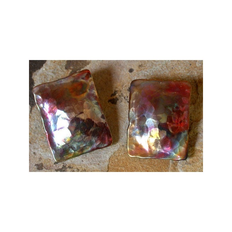 CPI 690e Forged Copper Iridescent Domed Rectangle Earrings