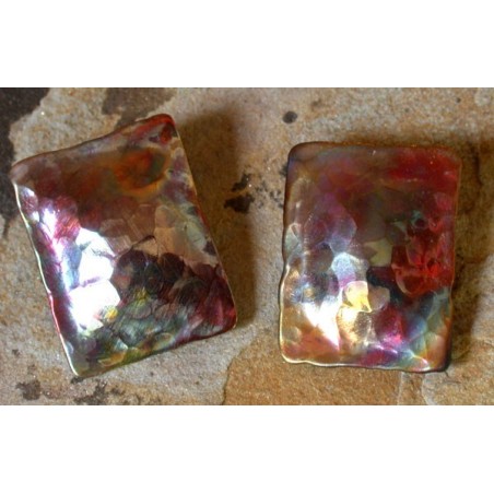CPI 690e Forged Copper Iridescent Domed Rectangle Earrings