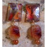 CPI 604e Forged Copper Iridescent Domed Rectangle Earring - Hand Carved Carnelian Scarab Beaded Dangles