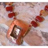 CPI 600n Copper Iridescent Open Square within a Square Necklace - Grade A Carnelian