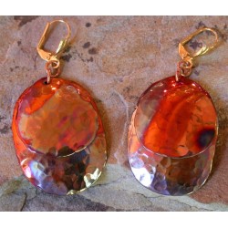 CPI 607e Copper Iridescent Large Double Oval Dangle Earrings
