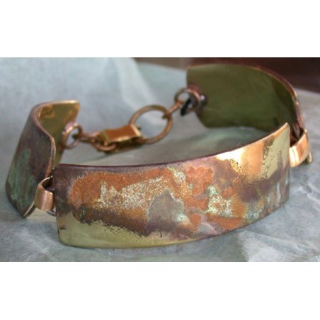 ET 568bc Etched Patina Brass Contemporary Classic Link Bracelet