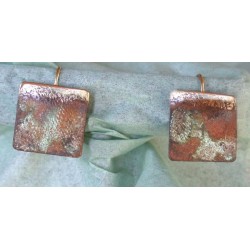 CPE 906e Etched Patina Brass Classic Small Square with Lip Earrings
