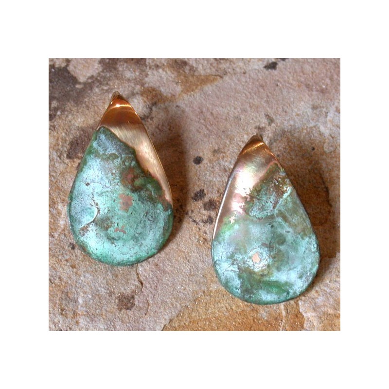 CPE 40e Etched Patina Brass Contemporary Classic Teardrop Earrings