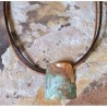 ET 692pd Etched Patina Brass Tapered Barrel Pendant - Dual Rawhide