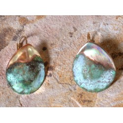 CPE 903e Etched Patina Brass Contemporary Classic Domed Oval with Forged Lip Earrings