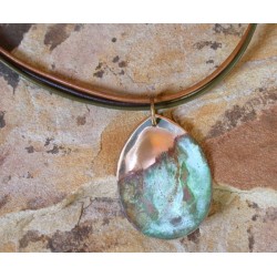 CPE 902n Etched Patina Classic Oval Pendant on Rawhide