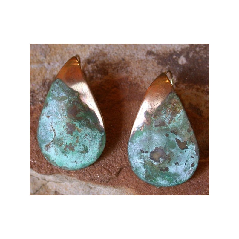 CPE 40e Etched Patina Brass Contemporary Classic Teardrop Earrings