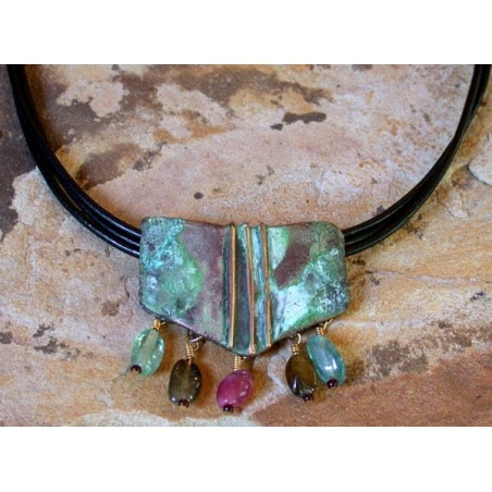 TEP84n  Terrain Series Necklace - Apatite, Green and Pink Tourmaline 