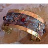 SMP821cf  Lost Wax Cast Solid Brass Symbols Collection Cuff - Amethyst, Carnelian, Garnet 