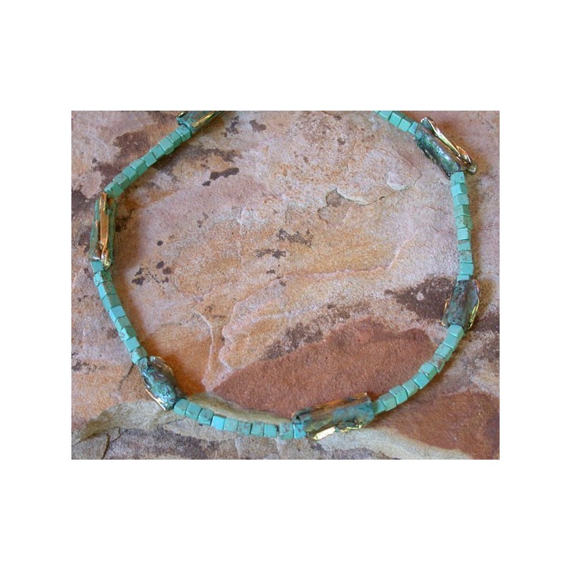 AP40n Ancestors Collection Swirl Bead Necklace - Turquoise