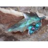 NP409pSP Verdigris Patina Brass Oak Leaf Pin - Chariote, Chrysocolla, Jasper 