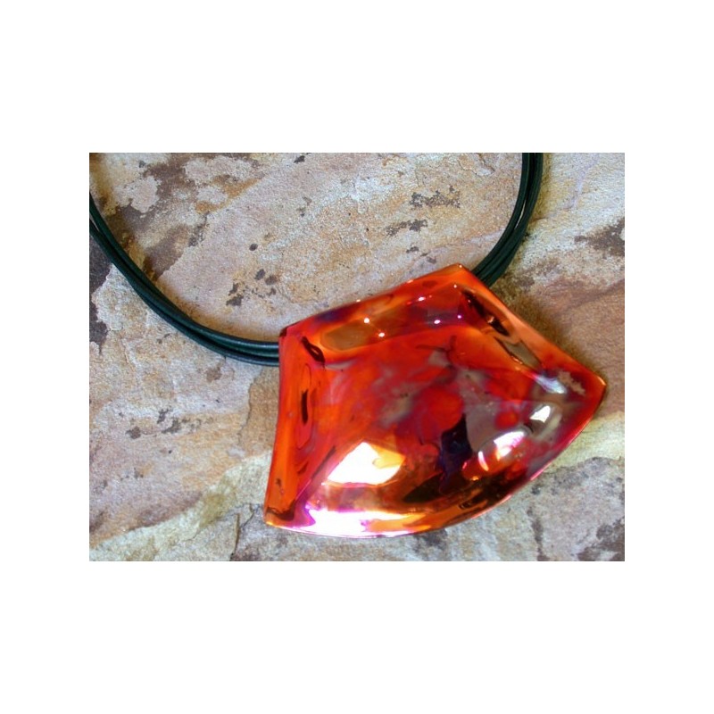 CEP80n Iridescent Copper Essence Pendant - Hunter Green Rawhide