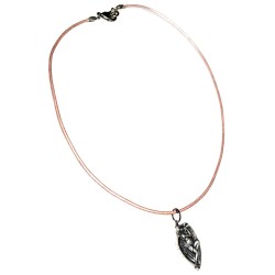 Mirror Antiqued Silver  Angel of Hope Pendant on Rawhide