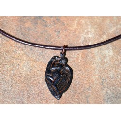 Antique Rust Black Small Winged Angel Of Hope Pendant on Rawhide