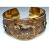 Earth Patina Solid Brass Trotting Show Horse Equestrian Cuff - Charoite, Jade