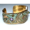 Running Mustang Patina Cuff Bracelet with Charoite, Jade