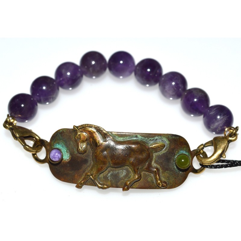 Galloping Mustang Rockband Bracelet - Turquoise - Scroll Chain