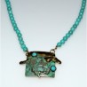 Verdigris Patina Solid Brass Wild Galloping Mustang Necklace - Turquoise