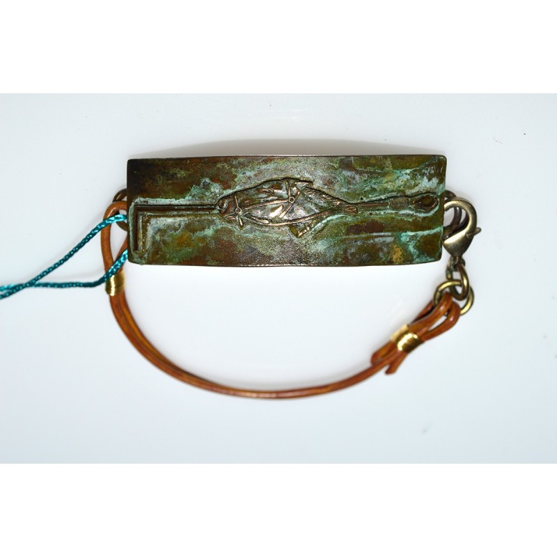 Olive Patina Solid Brass Horse Head and Polo Stick Equestrian Rockband Bracelet