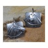 Antiqued Silver Brass Horse Head on Square Earrings