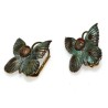 Verdigris Patina Brass Butterfly Earrings - Charoite Semi-Precious Stones