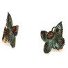 Verdigris Patina Brass Butterfly Earrings - Charoite Semi-Precious Stones