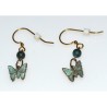 Verdigris Patina Solid Brass Delicate Butterfly Dangle Earrings - Chrysocolla
