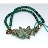 Verdigris Patina Brass Zen Garden Sculptural Butterfly on Roses Interchangeable Rockband Bracelet