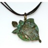 Verdigris Patina Brass Butterfly and Leaves Pendant - Rawhide