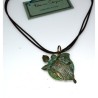 Verdigris Patina Brass Butterfly and Leaves Pendant - Rawhide