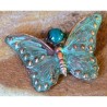 Patina Solid Brass Decorative Butterfly Pin - Chrysocolla
