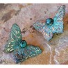 Verdigris Patina Decorative Butterfly Dangle Earrings - Chrysocolla