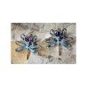 Verdigris Patina Brass Victorian Filigree Dragonfly Earrings - Amethyst