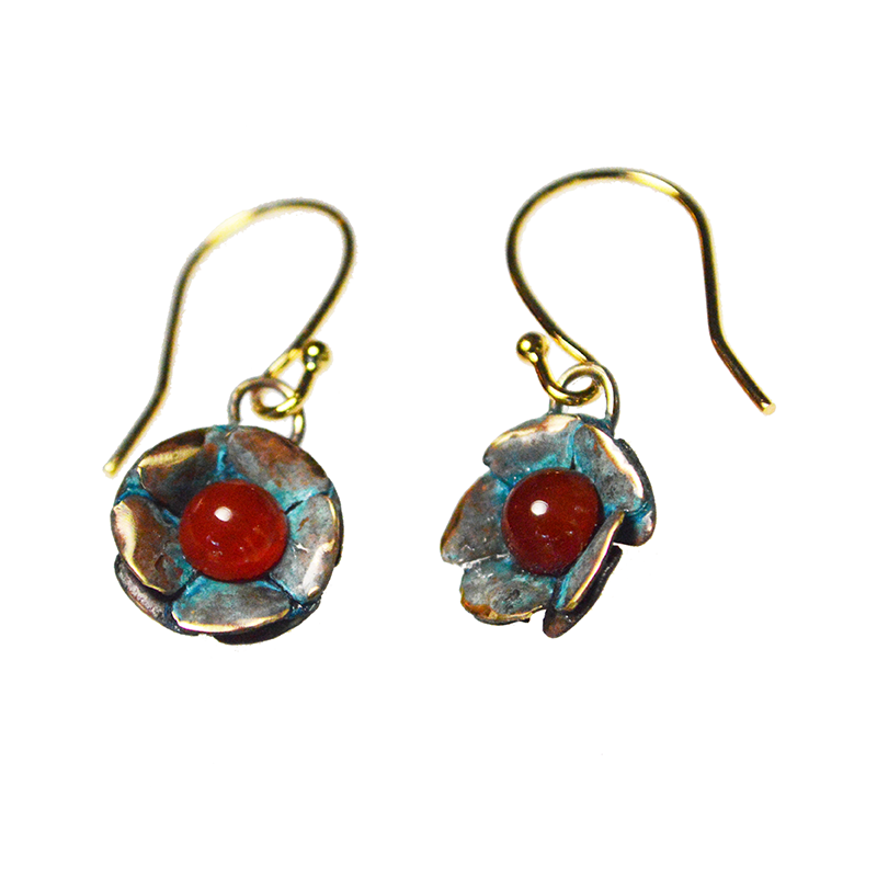 Sculptural Floral Earrings - Carnelian