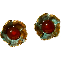 Sculptural Floral Earrings - Carnelian