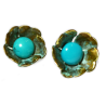 Sculptural Floral Earrings - Turquoise