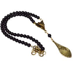 Mirror Brass Art Deco Slim Pendant on Black Onyx