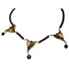 Mirror Brass Three Piece Necklace Art Deco on Black Onyx