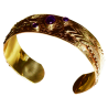 Art Deco 2022 Mirror Brass Cuff - Amethyst