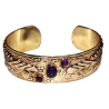 Art Deco 2022 Mirror Brass Cuff - Amethyst