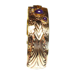 Art Deco 2022 Mirror Brass Cuff - Amethyst