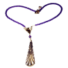 Art Deco 2022 Mirror Brass Single Pendant Necklace - Amethyst