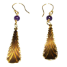 Art Deco 2022 Mirror Brass Earrings - Amethyst