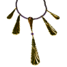 Art Deco 2022 Mirror Brass Five Pendant Necklace - Amethyst
