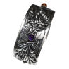 Antique Silver Plated Brass Floral Poppy Cuff - Amethyst and Carnelian