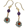 Delicacy Floral Earrings - Amethyst and Garnet