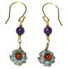Delicacy Floral Earrings - Amethyst and Garnet