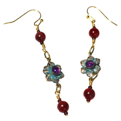Delicacy Floral Earrings - Amethyst and Double Garnet